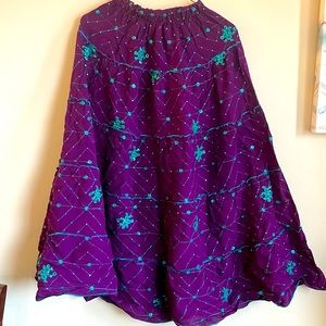 Purple skirt with sparkly green sequins embroidery
